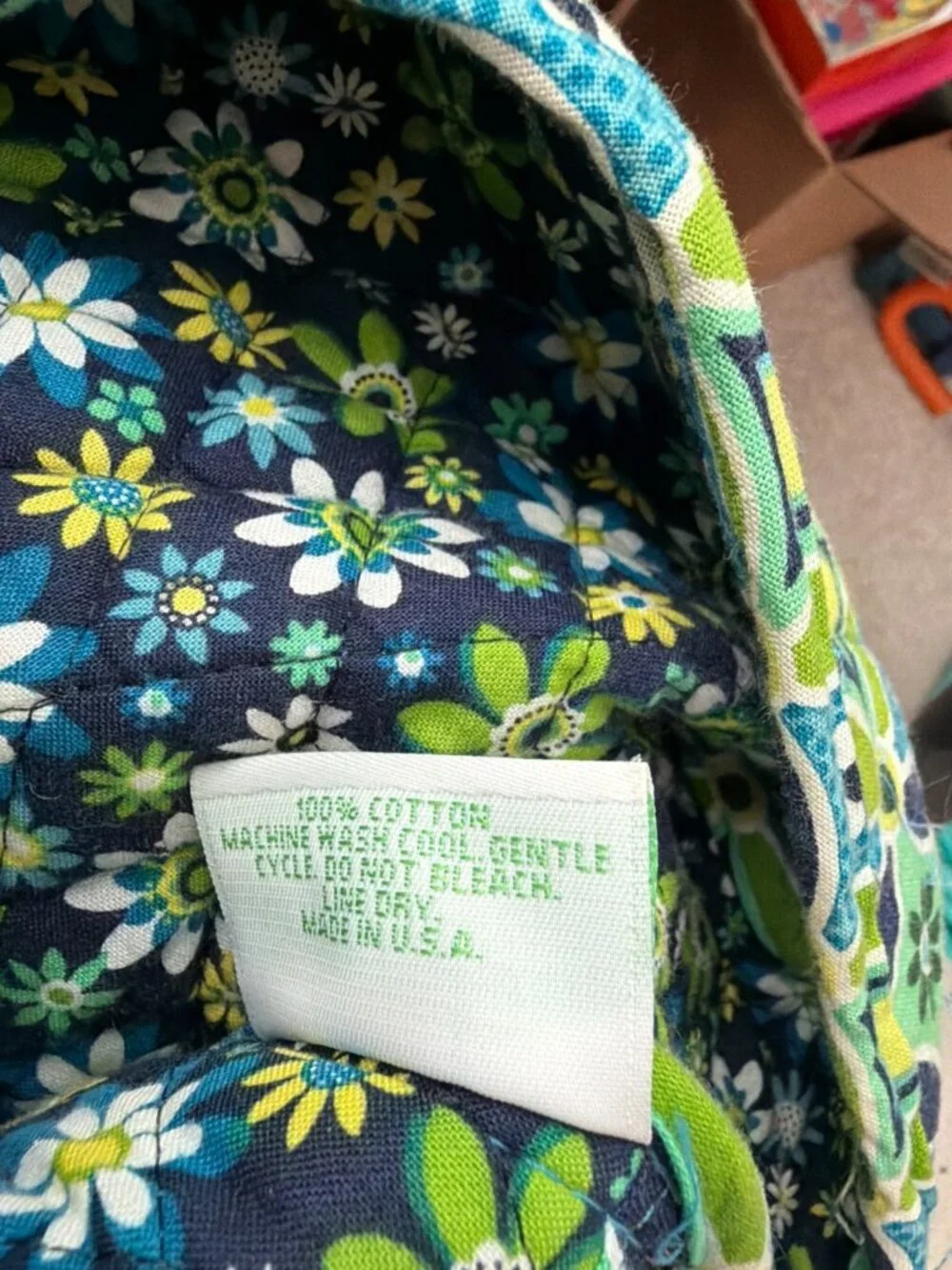 Vera Bradley Crossbody Messenger Laptop Bag Blue Green Daisy Daisy 14x10x4 in